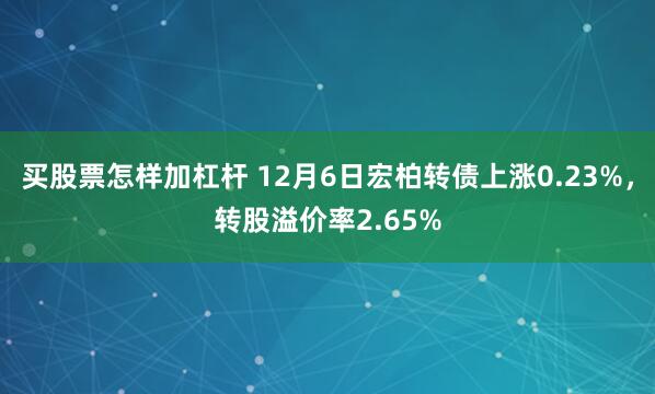 买股票怎样加杠杆 12月6日宏柏转债上涨0.23%，转股溢价率2.65%