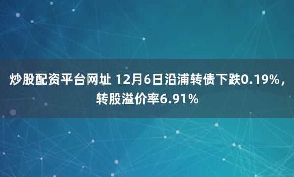 炒股配资平台网址 12月6日沿浦转债下跌0.19%，转股溢价率6.91%