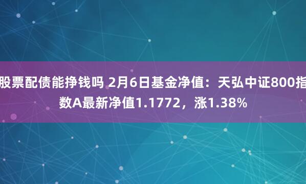 股票配债能挣钱吗 2月6日基金净值：天弘中证800指数A最新净值1.1772，涨1.38%